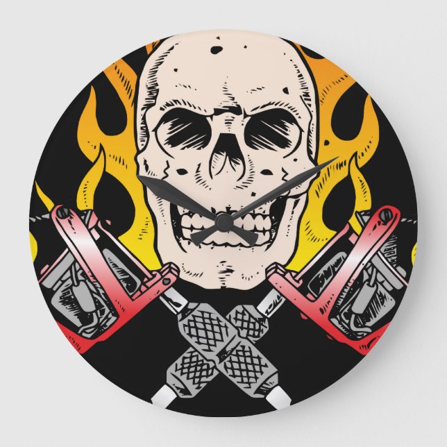 Relógio Grande Crânio do tatuagem (Frente)