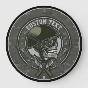 Relógio Grande Crânio e armas militares personalizados do Soldad