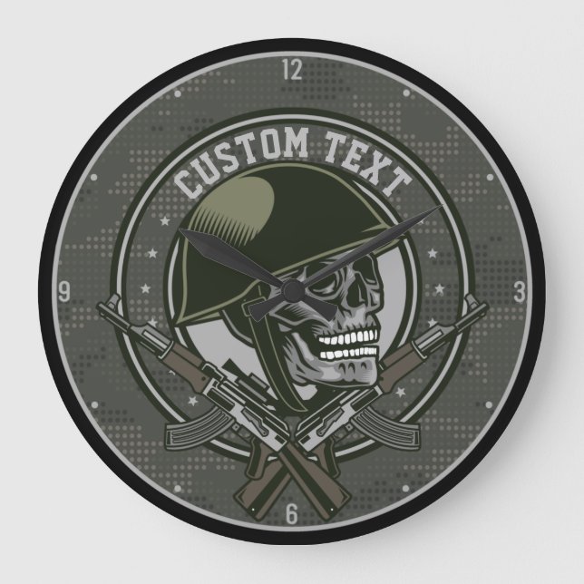 Relógio Grande Crânio e armas militares personalizados do Soldado (Frente)