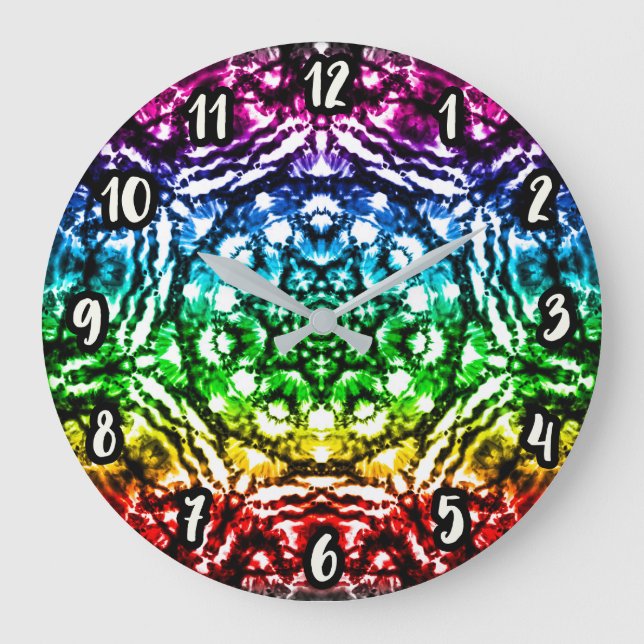 Relógio Grande Cravata Tie Dye Mandala Estrela (Frente)