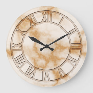 Relógio Grande Cream Marble Impressão Wall Clock