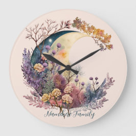 Relógio Grande Create Your Own Mystical Floral Crescent Moon