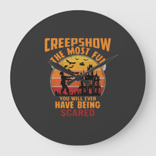 Relógio Grande Creepshow Halloween Zumbi Casa Assombrada Pôr do S