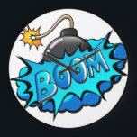 Relógio Grande Crescimento cómico da bomba do estilo do pop art!<br><div class="desc">Este crescimento cómico retro do estilo! é perfeito para todo o coletor do super-herói ou menino do fã. Os gráficos brilhantes têm linhas duras & a coloração corajosa.</div>