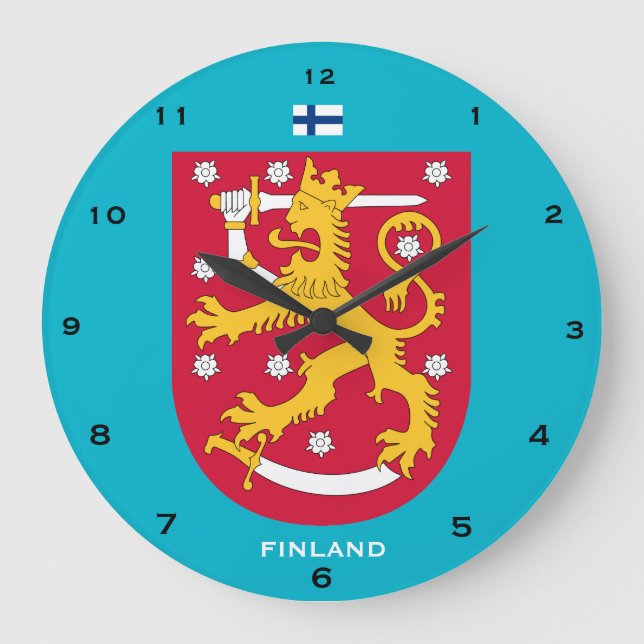 Relógio Grande Crest Custom Wall Clock Suomi seinäkello Finlândia (Frente)