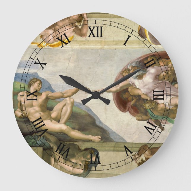 Relógio Grande Criação de Adão de Michelangelo (Frente)