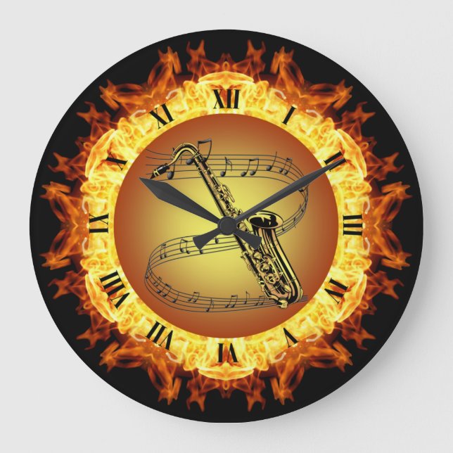 Relógio Grande Criação De Fogo Saxofone~ #3 ~ Do Crucial~ (Frente)