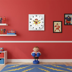 Relógio Grande Criança Boxer em Luvas Vermelhas e Curtos