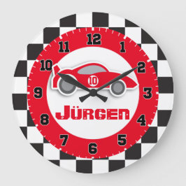 Relógio Grande Crianças, carro vermelho, marca com nome de parede