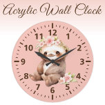Relógio Grande Crianças de preguiça aguda com flores cor-de-rosa<br><div class="desc">Conheça a mais bonita adição ao quarto do seu filho! Este adorável relógio infantil apresenta uma preguiça doce com algumas flores bonito, e uma encantadora mistura de tons rosa e marrom. Perfeito para adicionar um toque de capricho e prazer, esse relógio não só ensina o tempo, como também clareia qualquer...</div>