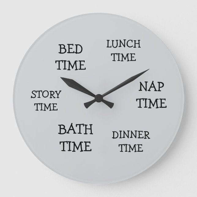 Relógio Grande crianças em idade pré-escolar cinza diária com tex (Frente)