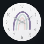 Relógio Grande Crianças Roxas Pastel Arco-íris<br><div class="desc">Estamos sempre a adicionar novas designs diariamente!</div>