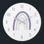 Relógio Grande Crianças Roxas Pastel Arco-íris<br><div class="desc">Estamos sempre a adicionar novas designs diariamente!</div>