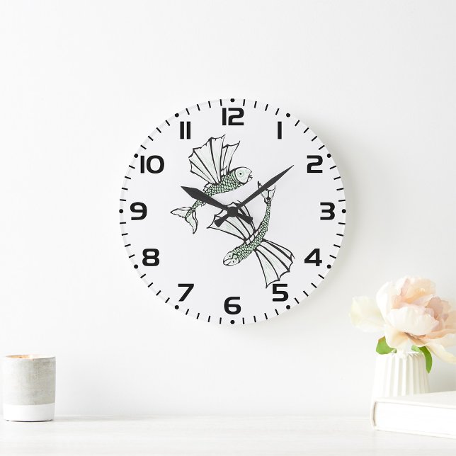 Relógio Grande Criatura Do Oceano Desenhado À Mão De Peixe Voador (Criador carregado)