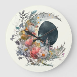 Relógio Grande Crie seu próprio Crescente Lunar Floral com Tons d