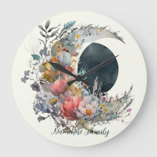 Relógio Grande Crie seu próprio Crescente Lunar Floral com Tons d