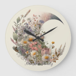 Relógio Grande Crie Seu Próprio Crescente Lunar Floral Elisiano