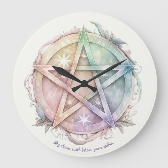 Relógio Grande Crie seu próprio Pastel Starry Pentacle (Frente)