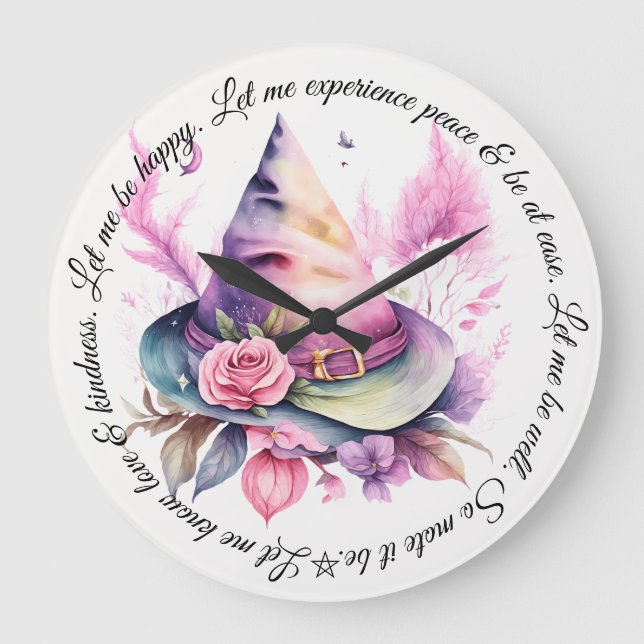 Relógio Grande Crie seu próprio Primavera Rainbow Witat Rosa (Frente)