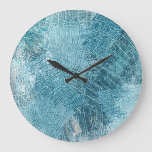 Relógio Grande Crocodilo Batik: Arte de Tecido Texturada