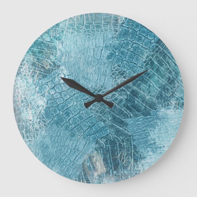 Relógio Grande Crocodilo Batik: Arte de Tecido Texturada (Frente)