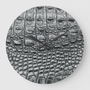 Relógio Grande Crocodilo Noir: Preto Couro Mito