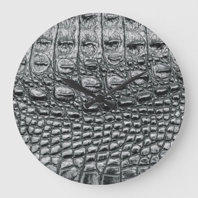 Relógio Grande Crocodilo Noir: Preto Couro Mito (Frente)