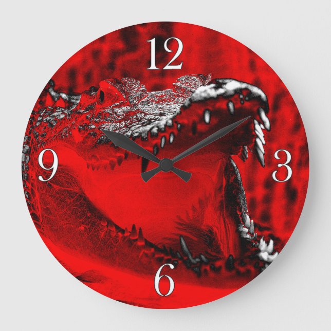 Relógio Grande Crocodilo Teeth Reptilian Trabalho de arte (Frente)