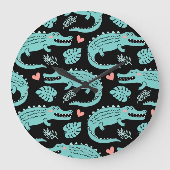 Relógio Grande Crocodilos de animação, um padrão perfeito. (Frente)