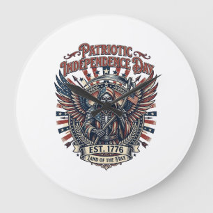 Relógio Grande Cromado Patriótico Ceifador Patriota Escuro Esquel
