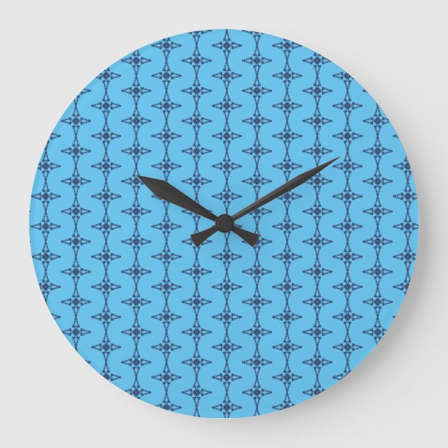 Relógio Grande Cruz Cristã em Arte Azul Celestial (Frente)
