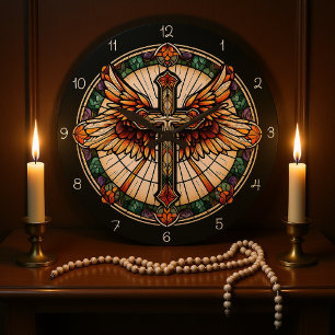 Relógio Grande Cruz de Asa Dourada