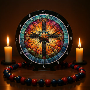 Relógio Grande cruz de vidro contida