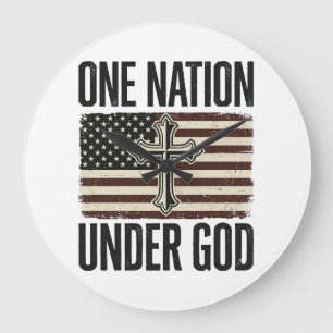 Relógio Grande Cruz Patriótica Uma Nação Sob Deus