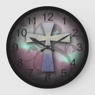 Relógio Grande Cruz rústica cristã feita sob encomenda bonita d