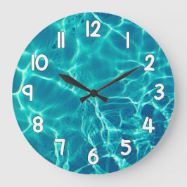 Relógio Grande Crystal Clear Blue Water Wall Clock Nature Decor