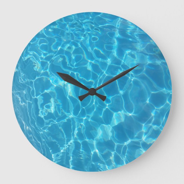 Relógio Grande Crystal Clear Sky Blue Pool Water (Frente)