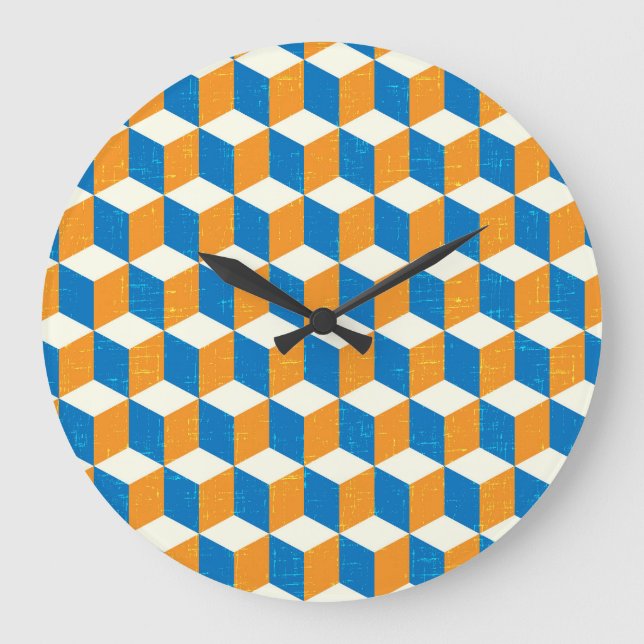 Relógio Grande Cubos retrorisométricos, ilusão geométrica (Frente)