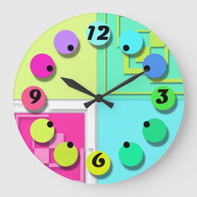 Relógio Grande Cuidado colorido brilhante (Frente)