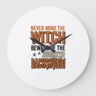 Relógio Grande Cuidado Com A Camisa De Bruxa De Halloween Dachshu