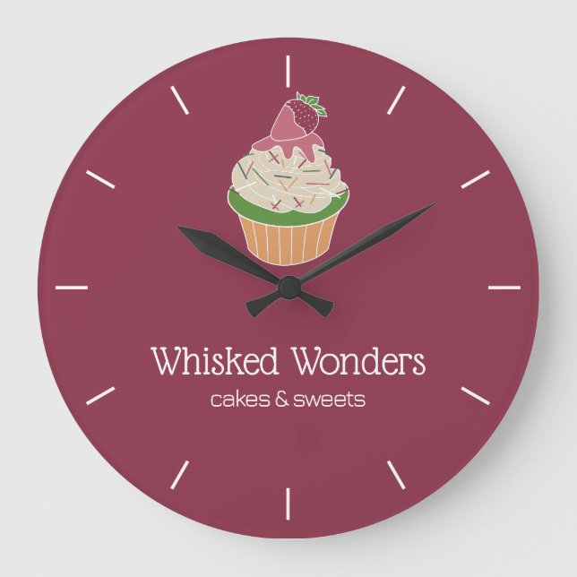 Relógio Grande Cupcake Bakery Pastry Chef (Frente)