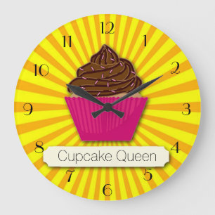 Relógio Grande Cupcake e Sunshine Personalize Adicione seu Texto