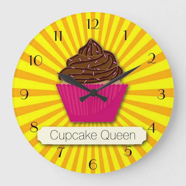 Relógio Grande Cupcake e Sunshine Personalize Adicione seu Texto (Frente)