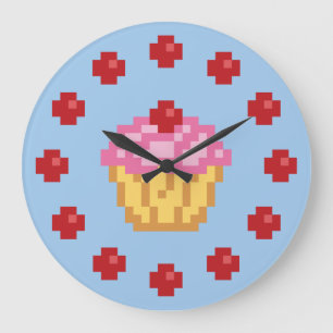 Relógio Grande Cupcake Pixel