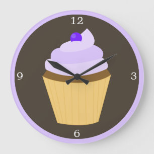 Relógio Grande Cupcake Roxo de Aromas