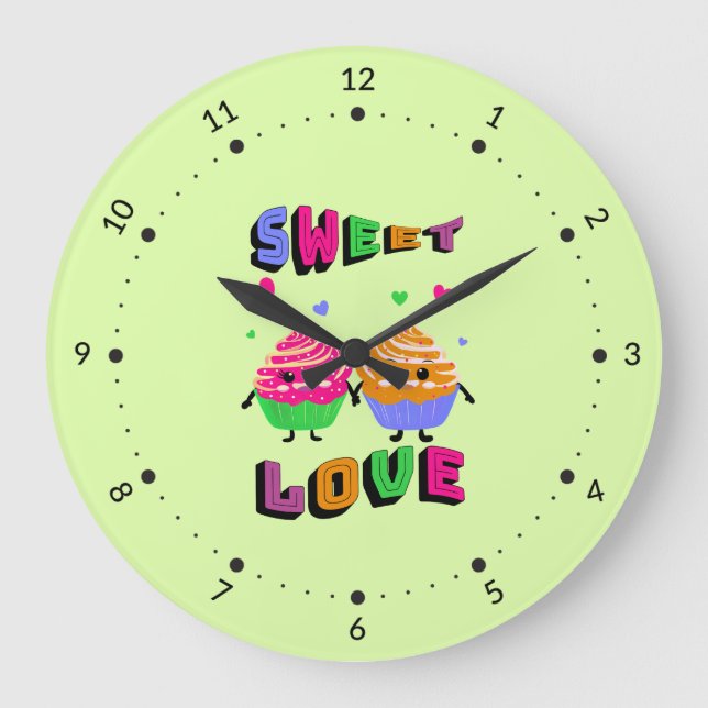 Relógio Grande Cupcakes bonitos (Frente)