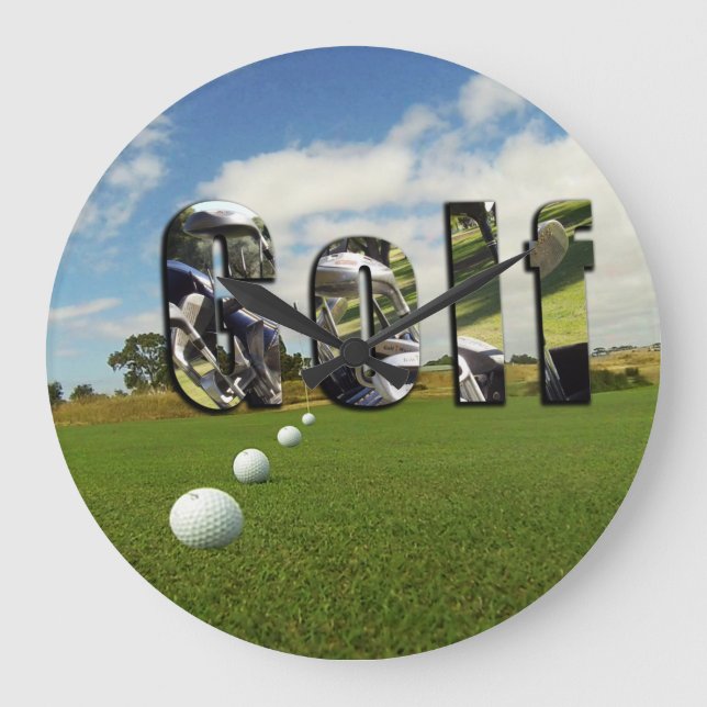 Relógio Grande Curso E Logotipo De Golfe, (Frente)