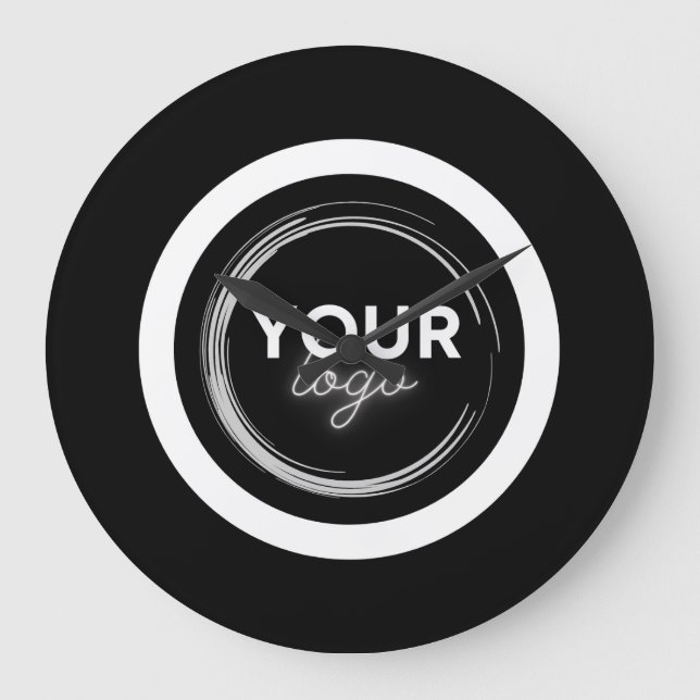 Relógio Grande Custom Black Business Logo Branded Company (Frente)