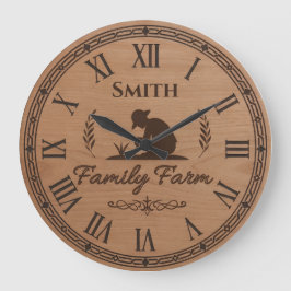 Relógio Grande Custom Family Name Clock – Farmer Planting Scene