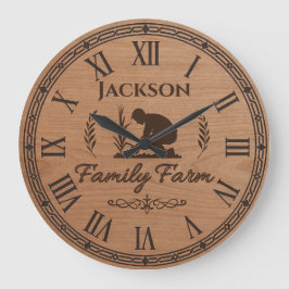 Relógio Grande Custom Family Name Wall Clock – Family Farm